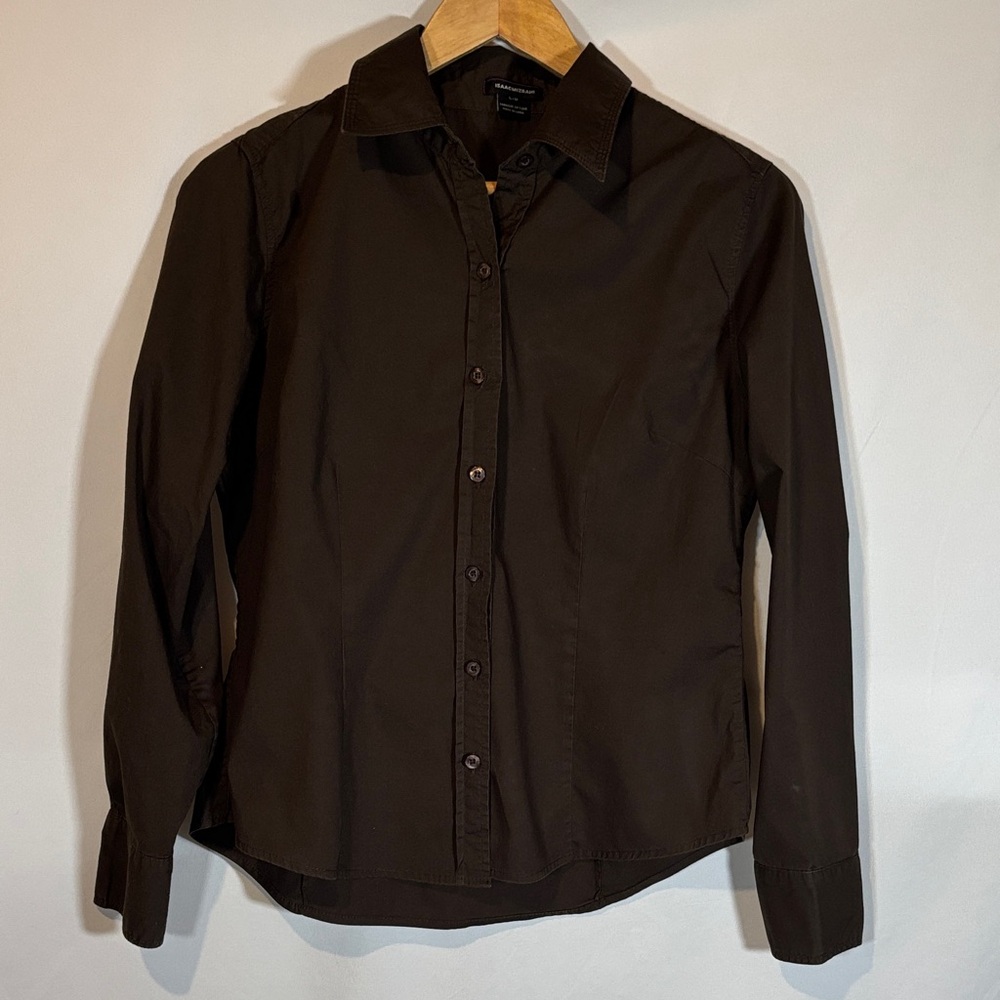 Isaac Mizrahi Brown women’s Long-Sleeve Button-Down Shirt